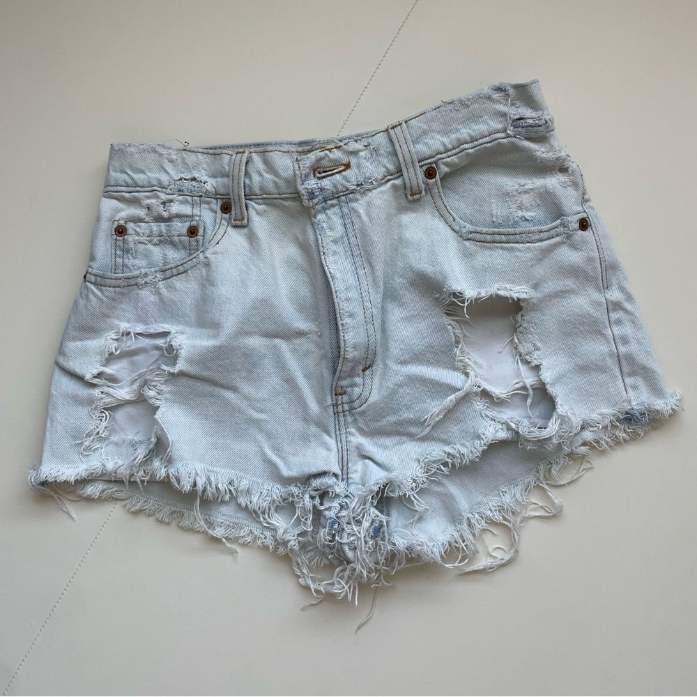 Levi’s light wash distressed denim shorts